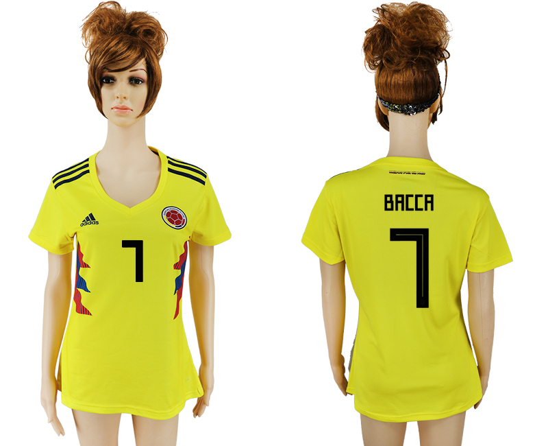 Maillot de femmes par cher Columbia #7 BACCA YELLOW 2018 FIFA Wo